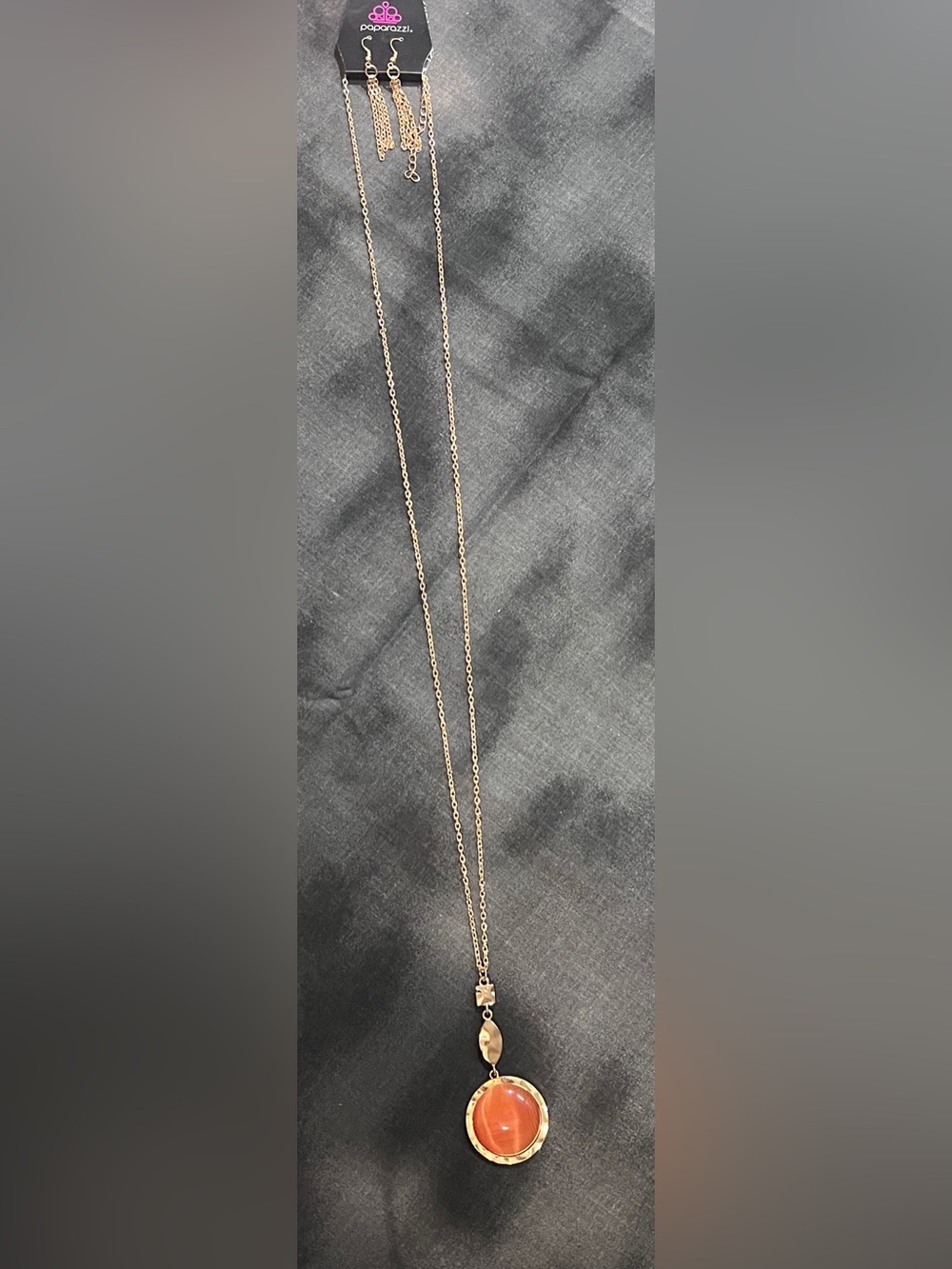 Paparazzi Gold-Tone Necklace with Orange Pendant